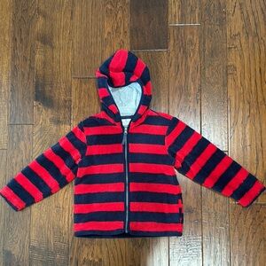 Hanna Andersson Red/Navy Striped Kids Hooded Marshmallow Jacket size 120 (6)